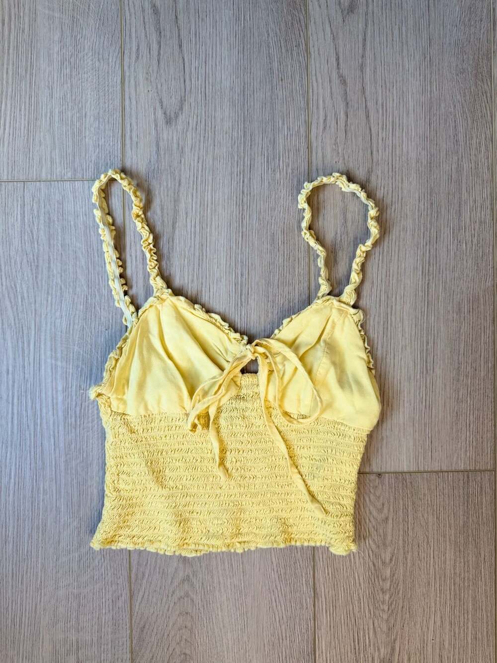 Forever 21 Smocked Crop Top Size S Yellow